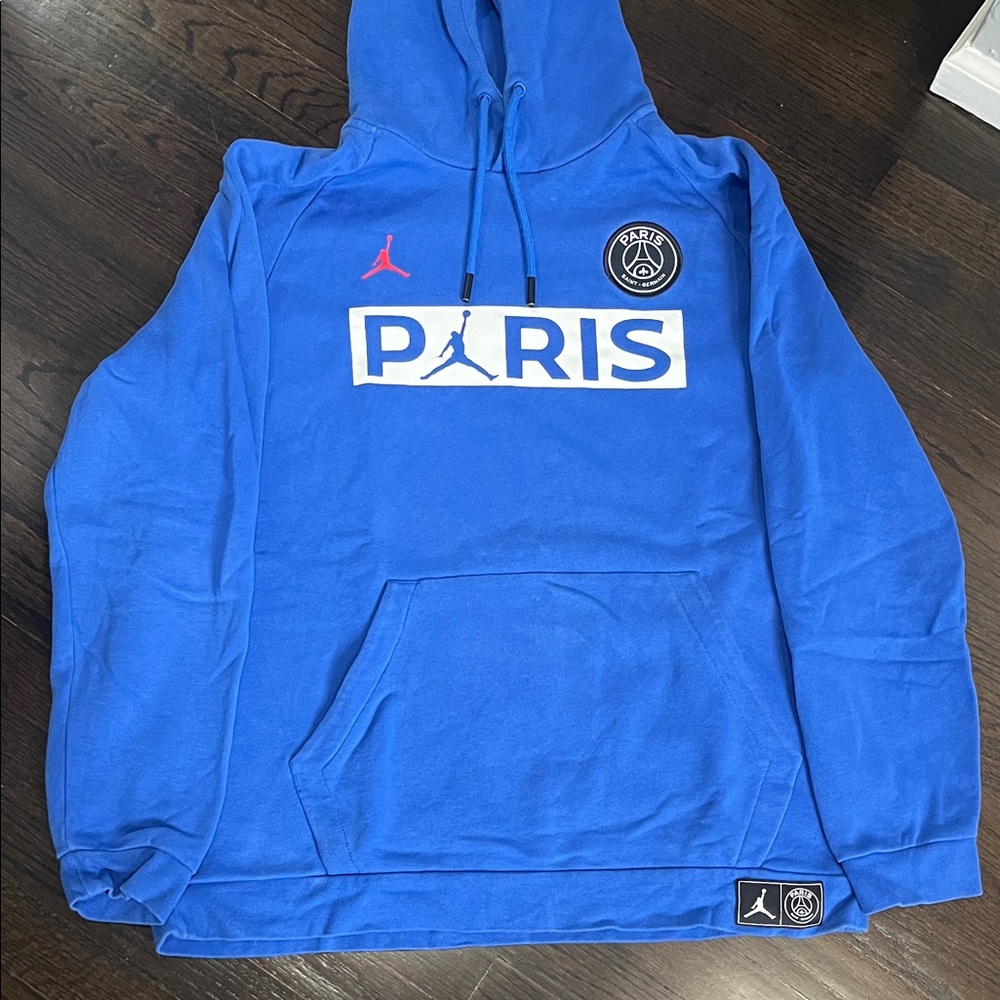 Jordan Blue Hoodie with Red Logo